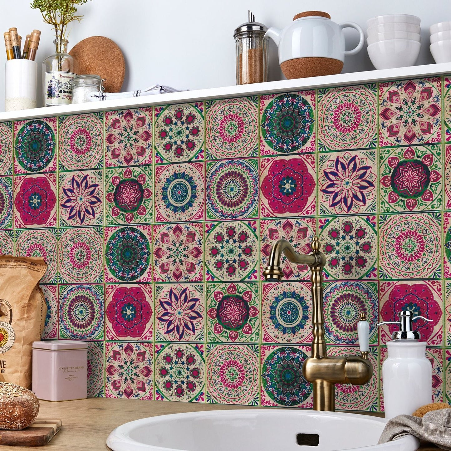 24 Mandala-Dekorfliesen im europäischen Stil – Farbige Fliesen für Wand & Boden