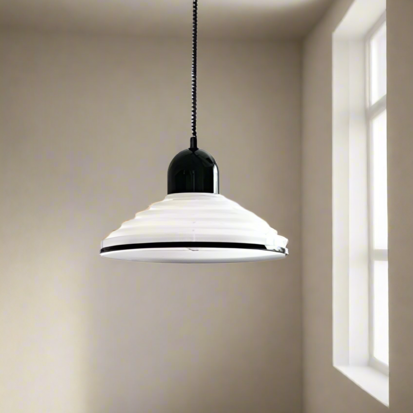 Pendelleuchte aus Glas in Creme – Französischer Stil
