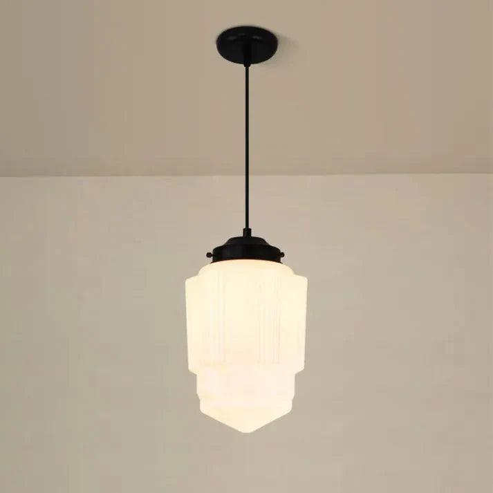 Weißes Milchglas Pendelleuchte | Vintage-Jar-Stil
