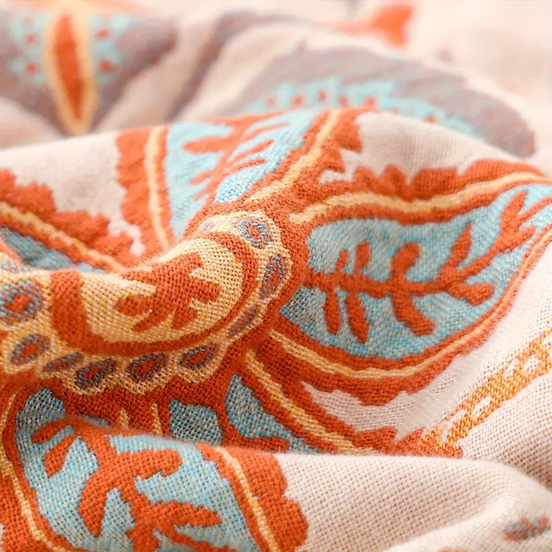 Boho-Decke aus Baumwolle – Mit Blumenmotiven