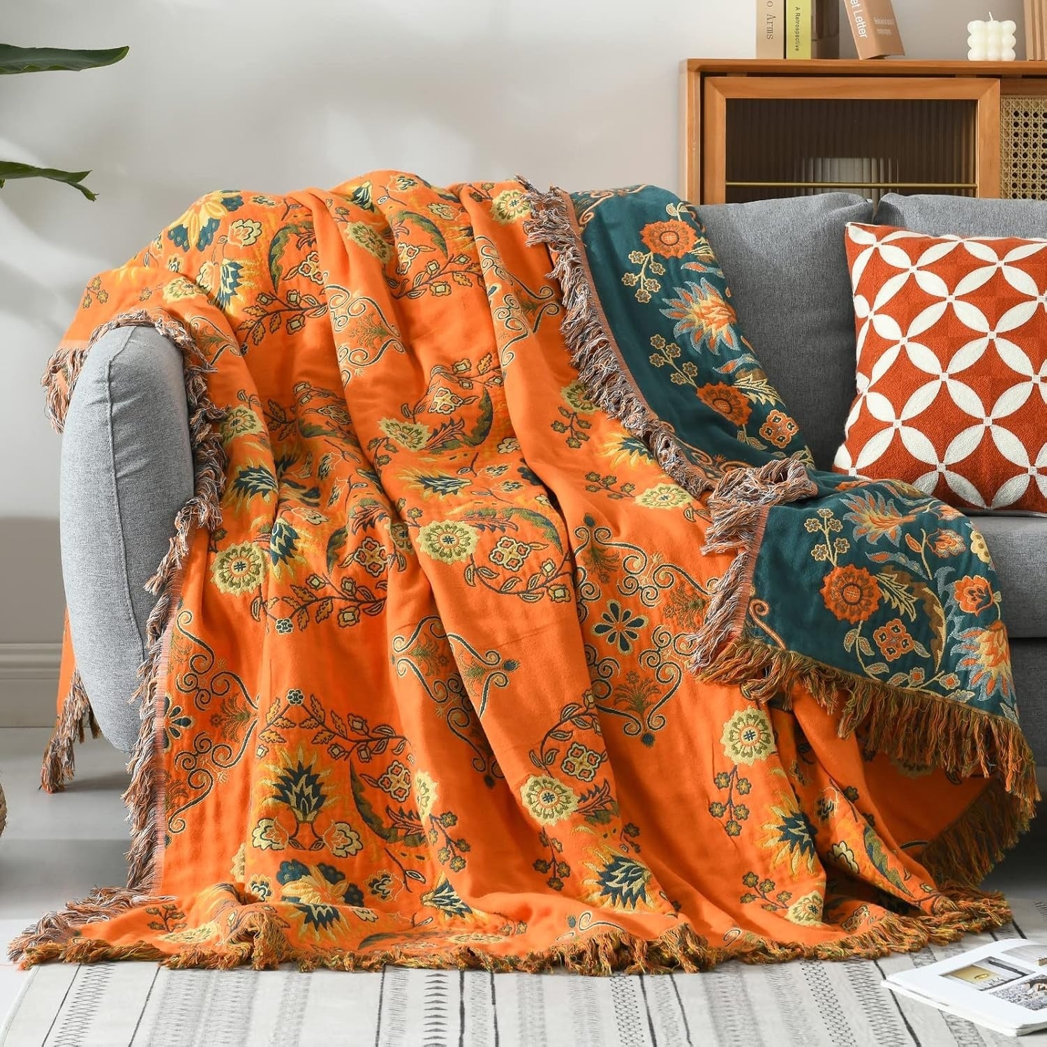 Baumwoll-Decke mit wendbarem Marigold-Design