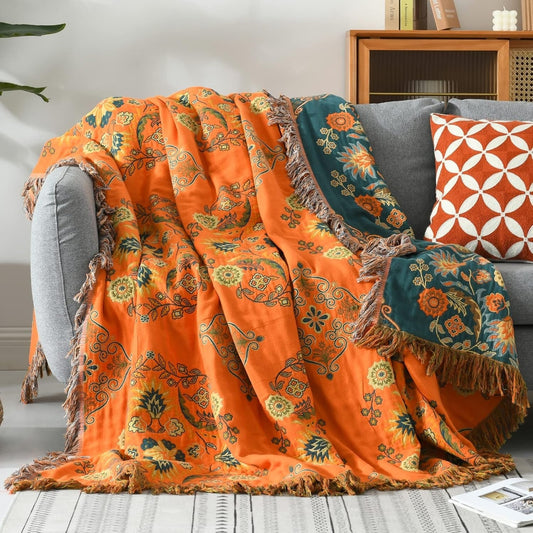 Baumwoll-Decke mit wendbarem Marigold-Design