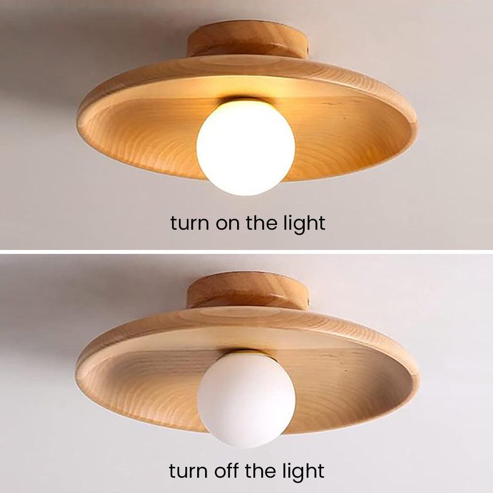 Runde Minimalistische Holz-Deckenleuchte im Nordischen Stil für Flur