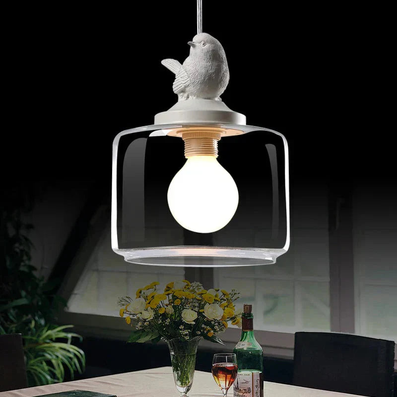 Vogel-Design Glaslampe – Höhenverstellbare Pendelleuchte