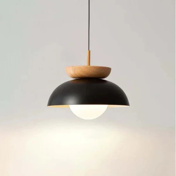 Halbrunde Holz-Hängelampe im Skandinavischen Design