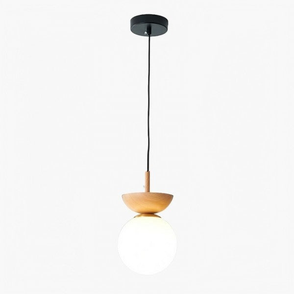 Halbrunde Holz-Hängelampe im Skandinavischen Design