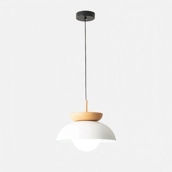 Halbrunde Holz-Hängelampe im Skandinavischen Design