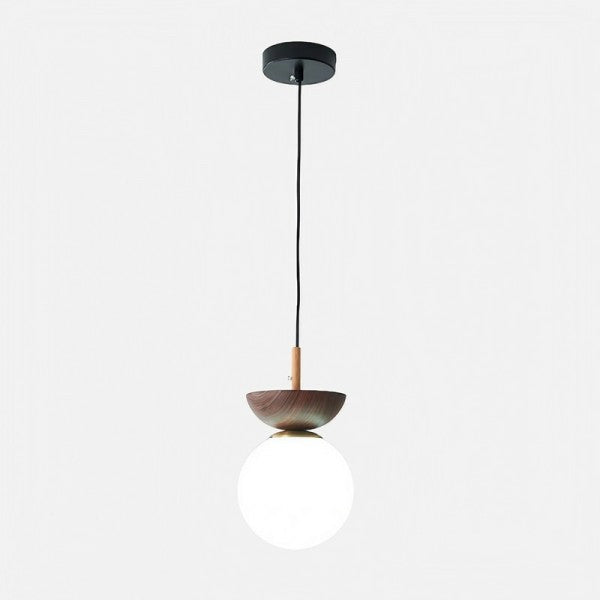 Halbrunde Holz-Hängelampe im Skandinavischen Design