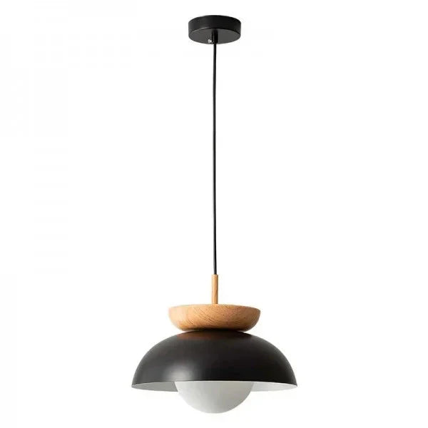 Halbrunde Holz-Hängelampe im Skandinavischen Design