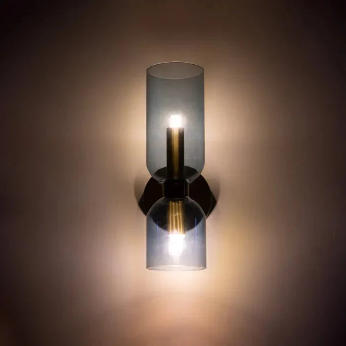 Moderne LED-Wandlampe mit Doppelkopf aus Glas