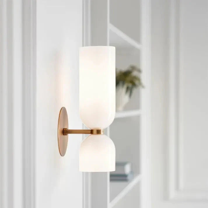 Moderne LED-Wandlampe mit Doppelkopf aus Glas