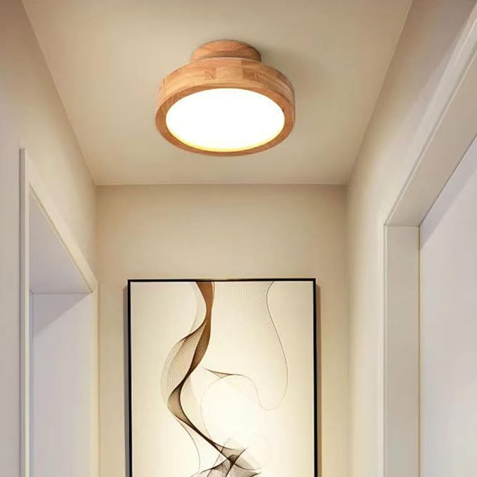 LED-Deckenleuchte aus Holz im Eleganten Design